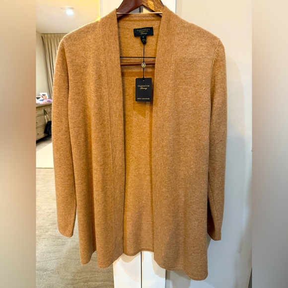 Charter Club Sweaters - Charter Club Luxury 100% Cashmere Tan Open Front Cardigan Size M